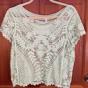 Express sheer woven top with floral detail
